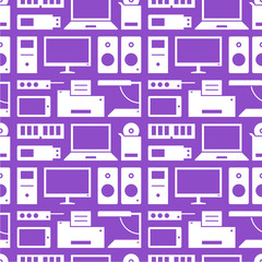 Computer equipment. Full pattern. White and violet.