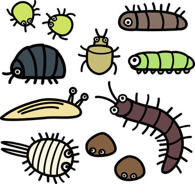 植物に付く害虫のイラストセット