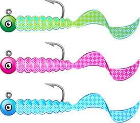 Soft plastic bright jig fishing lure twisting tail fish bait