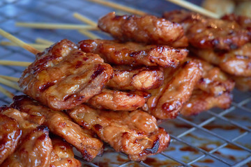 Sausage are sold on the market in Thailand