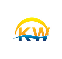 kw initial logo with waving swoosh