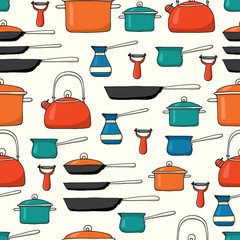 Seamless pattern background with kitchenware