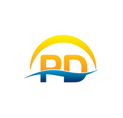 pd initial logo with waving swoosh