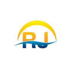 rj initial logo with waving swoosh