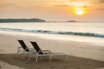  beach chairs before sunset