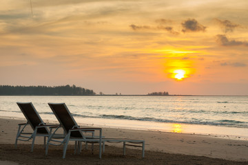  beach chairs before sunset