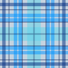 Vector seamless scottish tartan pattern in blue, navy, white. British or irish celtic design for textile, fabric or for wrapping, backgrounds, wallpaper, websites