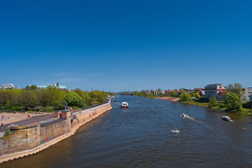 Fototapeta premium View on Magdeburg city center and downtown in Spring, Magdeburg,