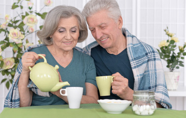 Senior couple drinking tea 