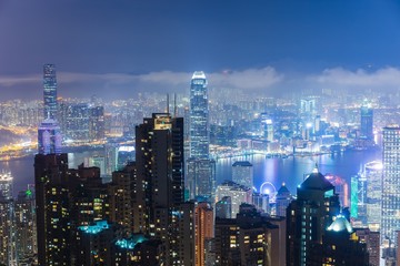 skyline of Hong Kong at night