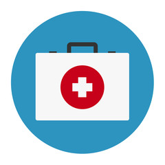 Fototapeta premium First aid kit, medical bag icon flat
