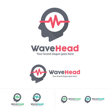 Wave Head Music Studio Logo, Music instrument Logo, Head phone Logo