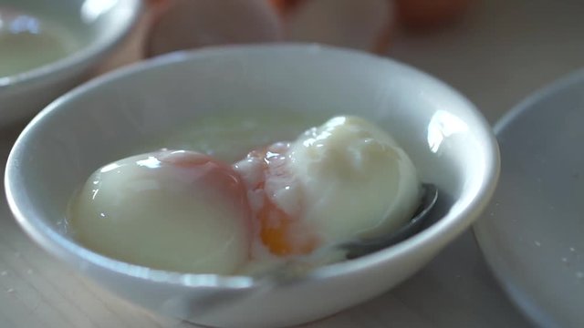White hot steam soft boiled eggs breakfast in Malaysia