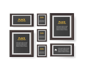paper design with text and shadow.Big set of picture frames isolated on white background.