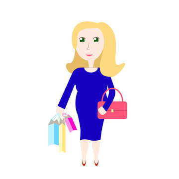 Pregnant woman shopping vector illustration