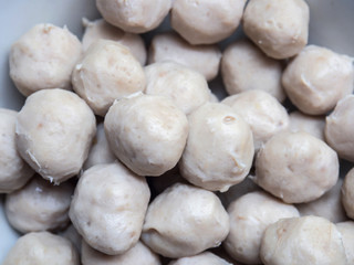 Uncooked meatball prepare for make a chinese noodle