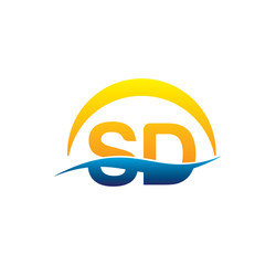 sd initial logo with waving swoosh