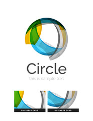 Circle logo. Transparent overlapping swirl shapes. Modern clean business icon