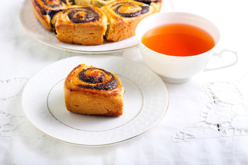 Poppy seed filling swirl buns