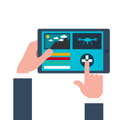 Drones control. Flat design