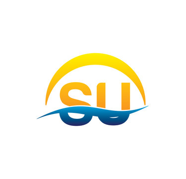 su initial logo with waving swoosh