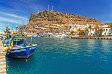Naklejka premium Marina of Puerto de Mogan, a small fishing port on Gran Canaria, Spain.