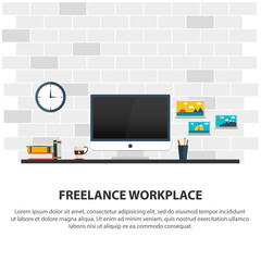 Freelance workplace. Minimalist workplace