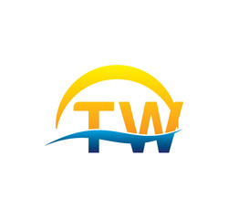 tw initial logo with waving swoosh