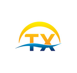 tx initial logo with waving swoosh