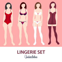 Fashion lingerie set. Underclothes. Girl in lingerie