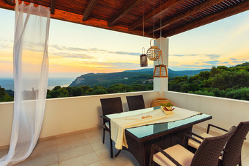 villa exterior with decoration