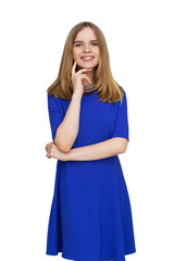 Portrait of woman in blue dress