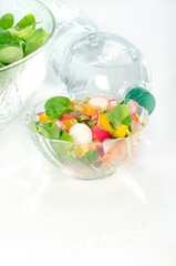 Green Apple with Salad and water bottle