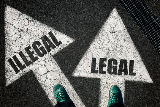Dilemma concept illegal and leggal