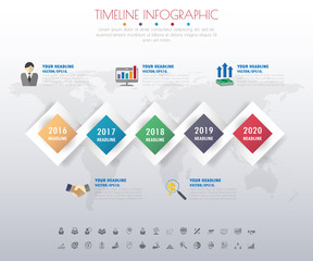 timeline infographics with icons set. vector. illustration.