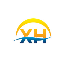 xh initial logo with waving swoosh