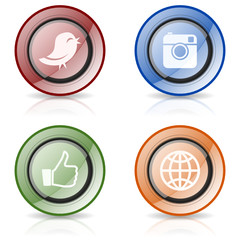 social media colored vector icons set 