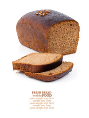 Rye bread slice isolated on white background