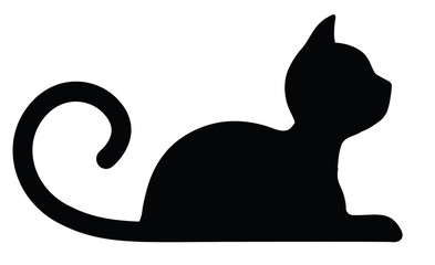 Symbolic Silhouette of a Lying Cat isolated on white - 109935559