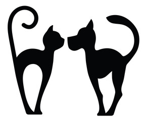 Symbolic Silhouette of Dog and Cat isolated on white - 109935590
