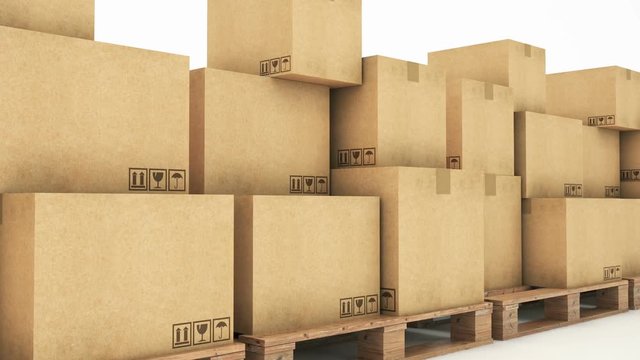 Cardboard boxes on wooden palette