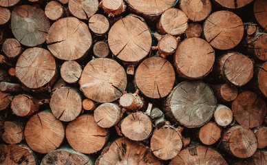 Стопка сухих дров на зиму. отопление коттеджа в холодный сезон