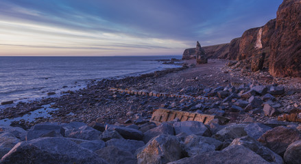 Early morning at Chemical Beach, Seaham, Co Durham, England, UK.