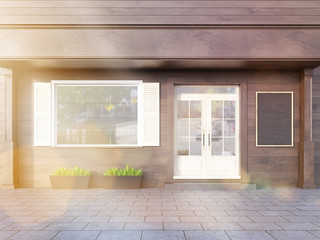 Cafe exterior with chalkboard toning