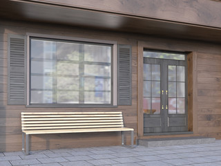 Brown tile cafe exterior