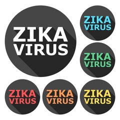 Zika virus icons set with long shadow
