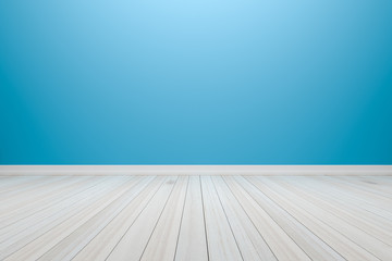 Empty interior light blue room white white shelf and wooden floo