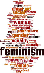 Obraz premium Feminism word cloud concept. Vector illustration