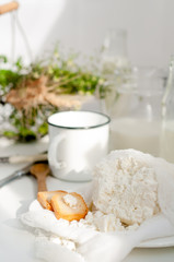 Plate of homemade cottage cheese