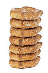 pretzel arranged on white background